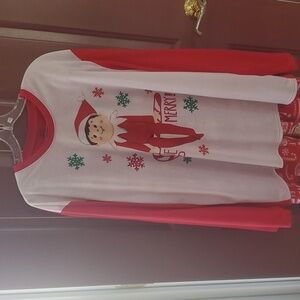 Elf on the Shelf 2pc Adult  red pajama set  XL 100 polyester